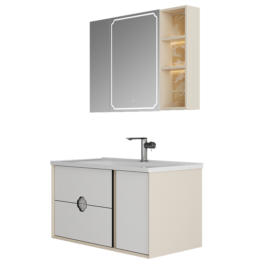 BC6303-100陶瓷盆款 生态实木黄色视频APP黄瓜视频柜